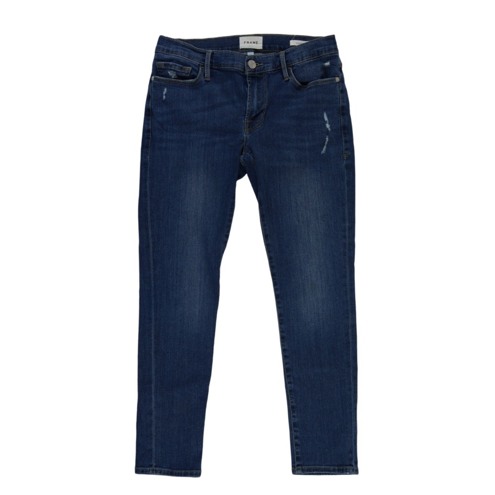 Frame Le Garcon Jeans Women's Size 27 Dark Blue Slim Boyfriend Distressed Denim
